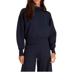 Veronica Beard Lotta Turtleneck Navy Blue Long Sleeve Pullover Top Womens Medium